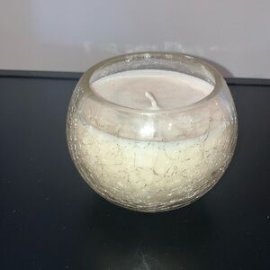 Cream Decorative Crackle Glass Jar Candle - Unbranded